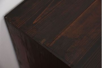 アンティーク家具　和製アンティーク　古い木製のモールガラス引き戸収納棚(1)