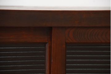 アンティーク家具　和製アンティーク　古い木製のモールガラス引き戸収納棚(1)