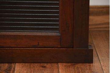 アンティーク家具　和製アンティーク　古い木製のモールガラス引き戸収納棚(1)