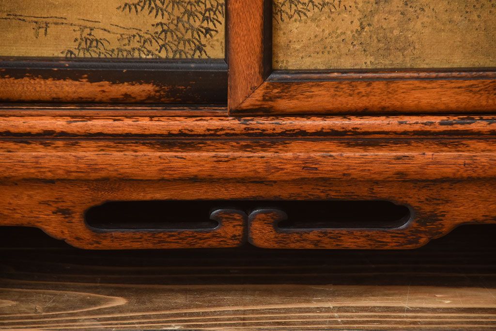 アンティーク家具　古民具・骨董　戸棚付き!オリエンタルな飾り棚