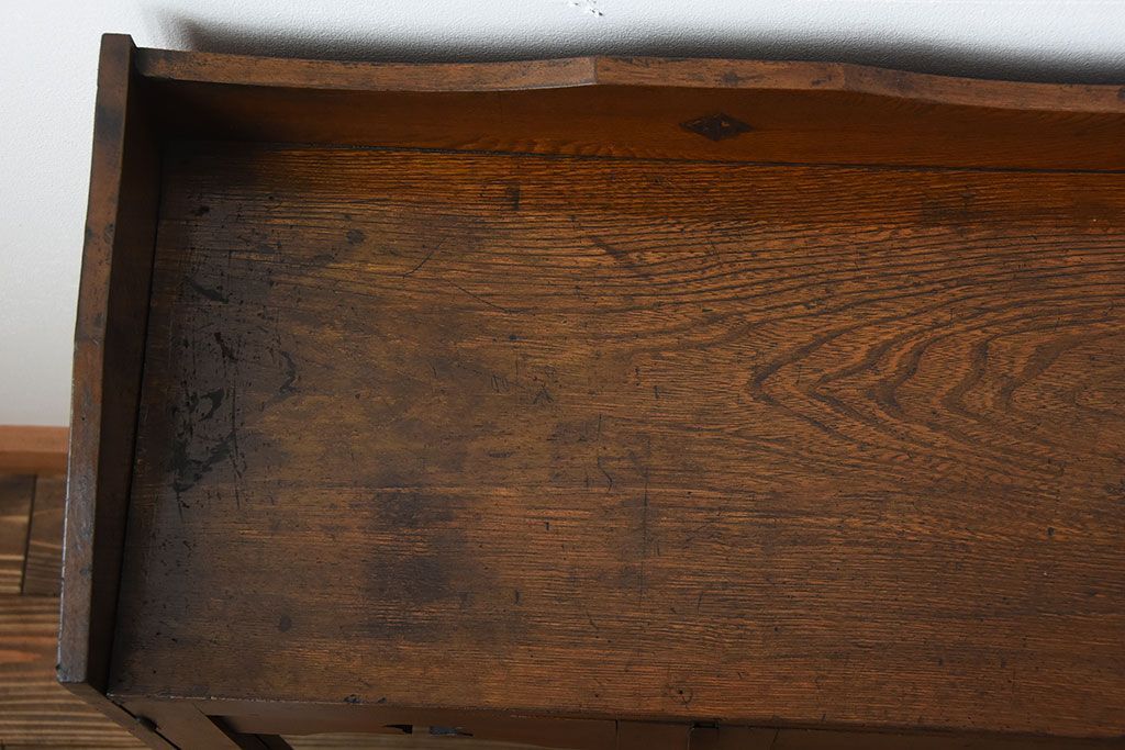 レトロ家具　昭和レトロ　引き出し2杯付き!古い栓材の小ぶりな本箱