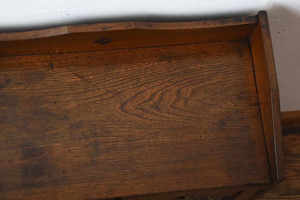 レトロ家具　昭和レトロ　引き出し2杯付き!古い栓材の小ぶりな本箱