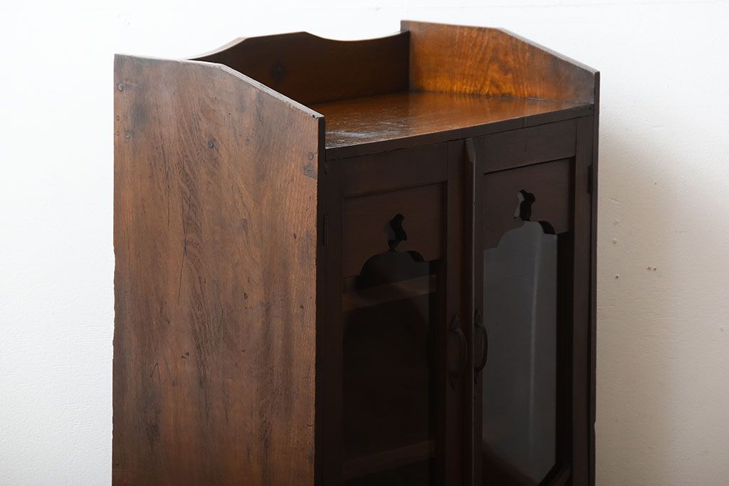 レトロ家具　昭和レトロ　引き出し2杯付き!古い栓材の小ぶりな本箱