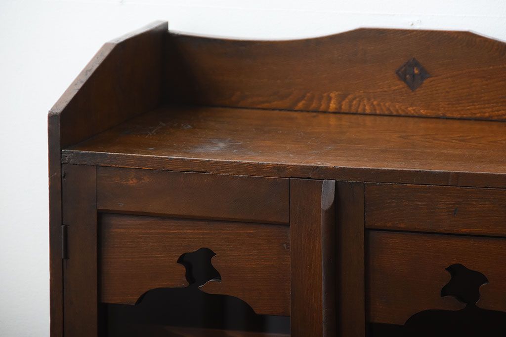 レトロ家具　昭和レトロ　引き出し2杯付き!古い栓材の小ぶりな本箱