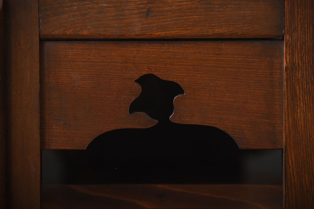 レトロ家具　昭和レトロ　引き出し2杯付き!古い栓材の小ぶりな本箱