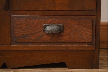 レトロ家具　昭和レトロ　引き出し2杯付き!古い栓材の小ぶりな本箱