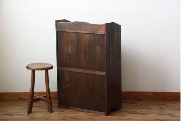レトロ家具　昭和レトロ　引き出し2杯付き!古い栓材の小ぶりな本箱