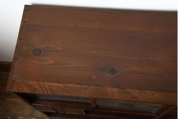 アンティーク家具　和製アンティーク　結霜ガラス入り!欅の無垢材の収納棚