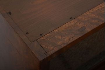 アンティーク家具　和製アンティーク　結霜ガラス入り!欅の無垢材の収納棚