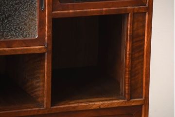 アンティーク家具　和製アンティーク　結霜ガラス入り!欅の無垢材の収納棚