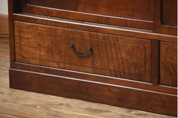 アンティーク家具　和製アンティーク　結霜ガラス入り!欅の無垢材の収納棚