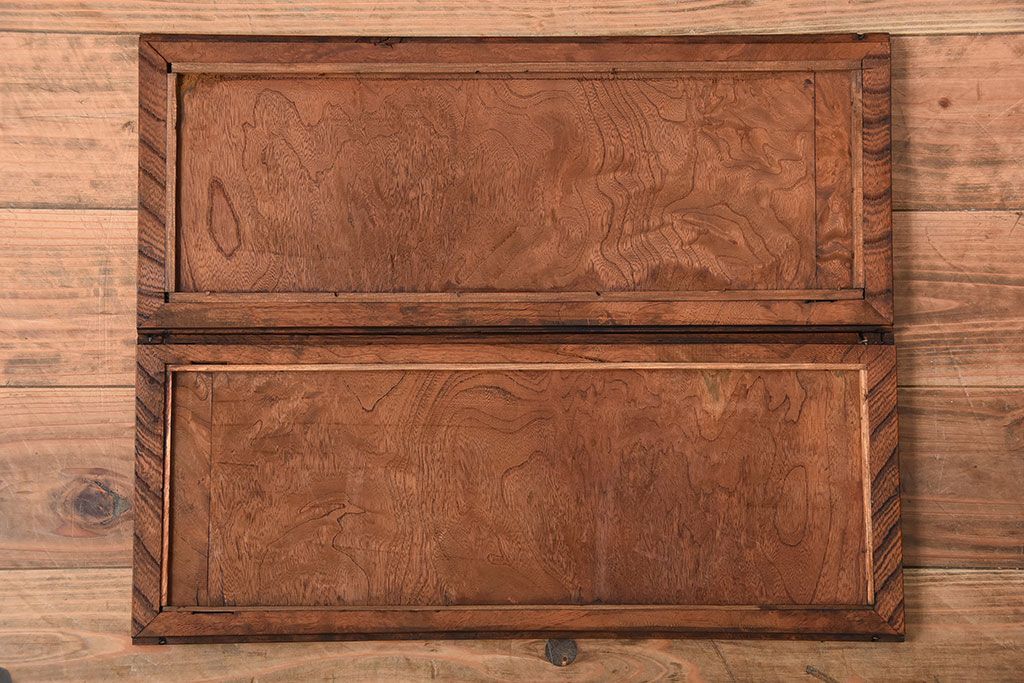 アンティーク家具　和製アンティーク　結霜ガラス入り!欅の無垢材の収納棚