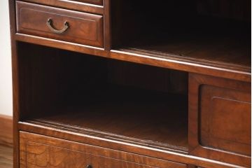 アンティーク家具　和製アンティーク　結霜ガラス入り!欅の無垢材の収納棚