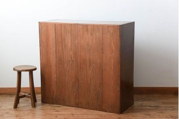 アンティーク家具　和製アンティーク　結霜ガラス入り!欅の無垢材の収納棚