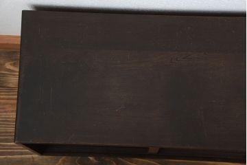 アンティーク家具　和製アンティーク　古い木製の小さなモールガラス引き戸収納棚