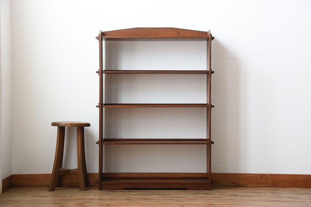 レトロ家具　昭和レトロ　古い栓材の楔式アンティーク本棚(飾り棚)