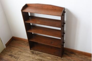 レトロ家具　昭和レトロ　古い栓材の楔式アンティーク本棚(飾り棚)