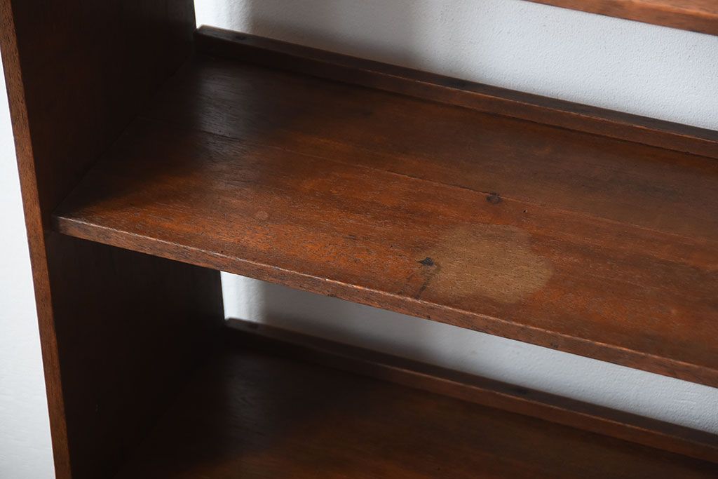 レトロ家具　昭和レトロ　古い栓材の楔式アンティーク本棚(飾り棚)