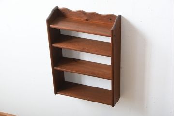 アンティーク家具　イギリスアンティーク　シンプルな古い木製のウォールラック(壁掛け飾り棚)