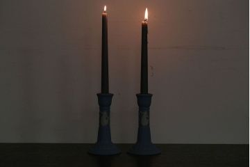 アンティーク雑貨　イギリスアンティーク　Wedgwood(ウェッジウッド)・ジャスパー・キャンドルホルダーペアセット