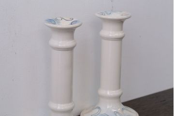 アンティーク雑貨　イギリスアンティーク　POOLE Pottery(プール・ポッタリー)のキャンドルスタンドペアセット