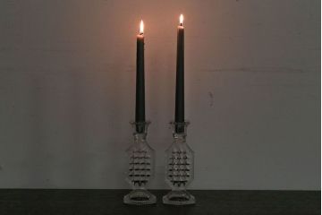 アンティーク雑貨　イギリスアンティーク　クリアガラスのキャンドルスタンドペアセット