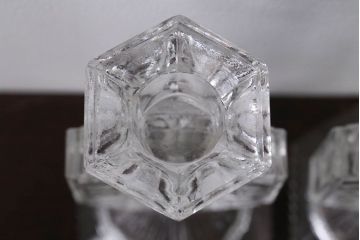 アンティーク雑貨　イギリスアンティーク　クリアガラスのキャンドルスタンドペアセット