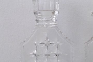 アンティーク雑貨　イギリスアンティーク　クリアガラスのキャンドルスタンドペアセット