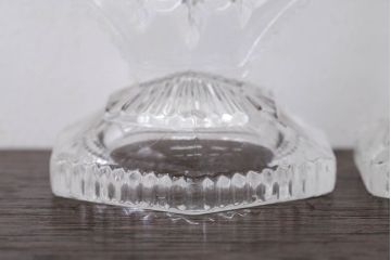 アンティーク雑貨　イギリスアンティーク　クリアガラスのキャンドルスタンドペアセット