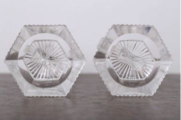 アンティーク雑貨　イギリスアンティーク　クリアガラスのキャンドルスタンドペアセット