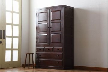 中古　松本民芸家具　観音扉の洋服タンス(和箪笥・ワードローブ・洋服箪笥)