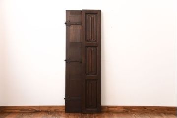 イギリスアンティーク　重厚なオーク材の優美な扉(ドア)(2)