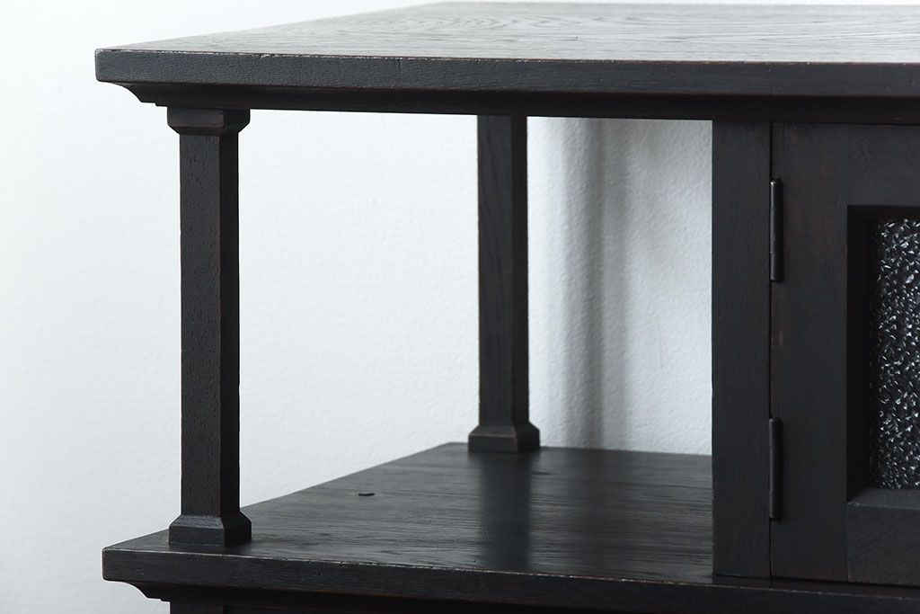 アンティーク家具　大正ロマン　古い木製のモダンな高級変わり型収納棚