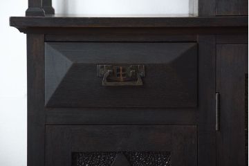 アンティーク家具　大正ロマン　古い木製のモダンな高級変わり型収納棚