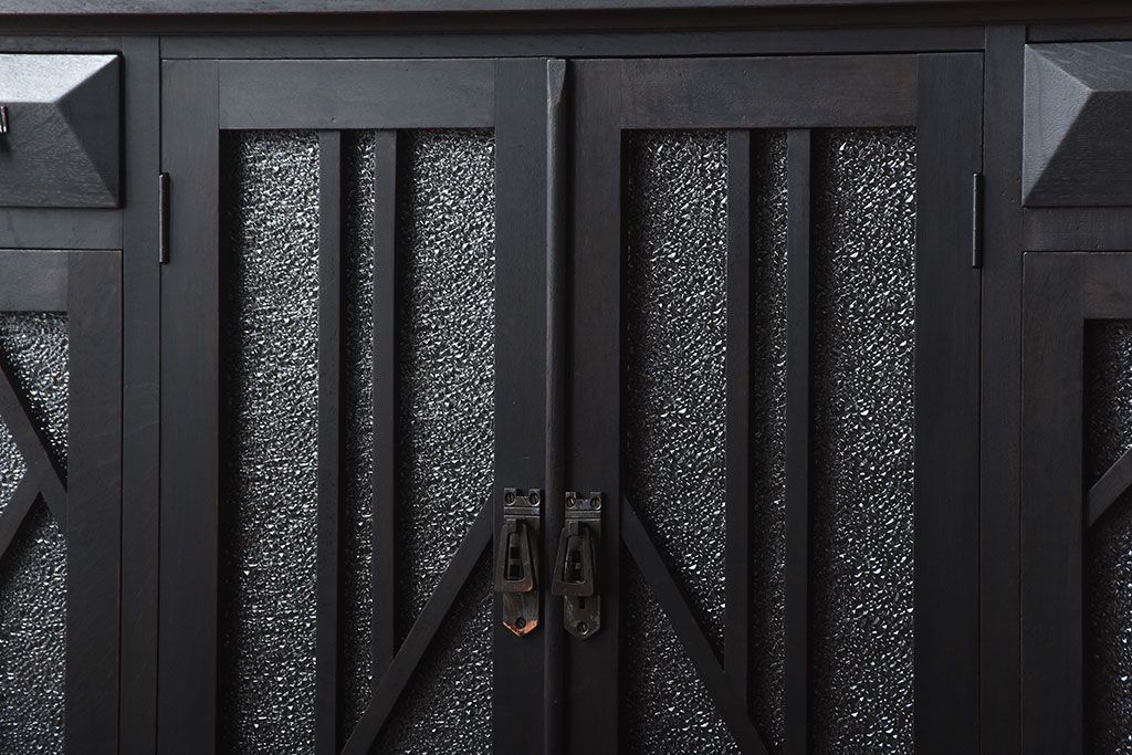 アンティーク家具　大正ロマン　古い木製のモダンな高級変わり型収納棚