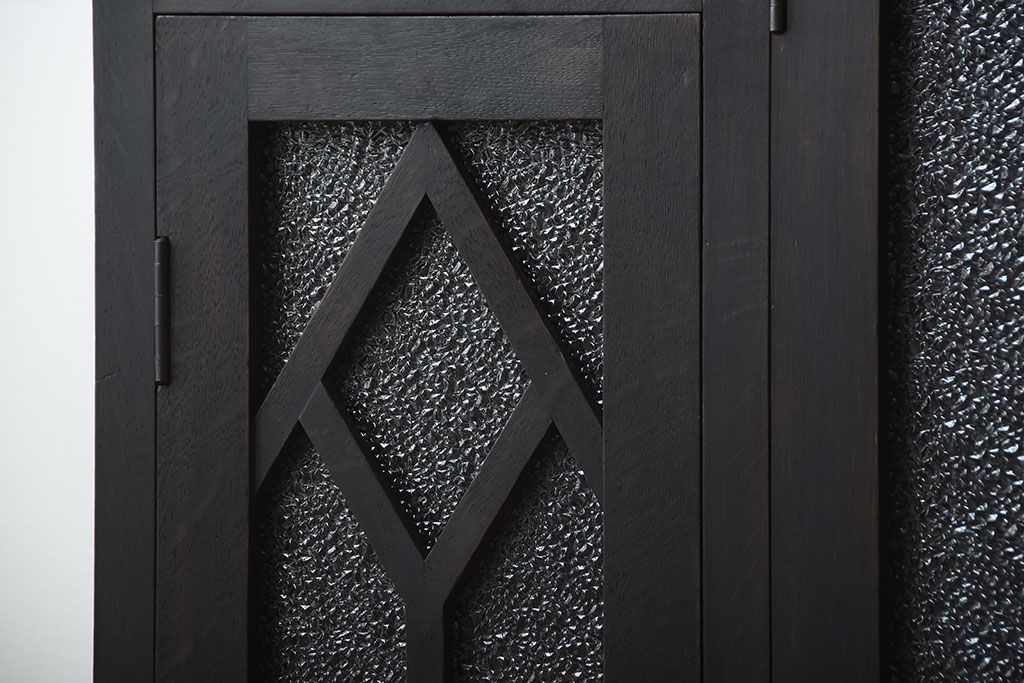 アンティーク家具　大正ロマン　古い木製のモダンな高級変わり型収納棚