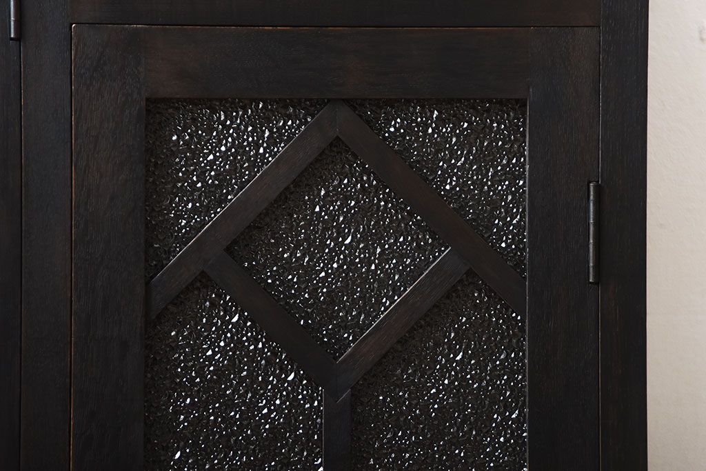 アンティーク家具　大正ロマン　古い木製のモダンな高級変わり型収納棚