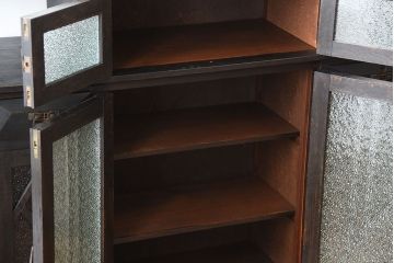 アンティーク家具　大正ロマン　古い木製のモダンな高級変わり型収納棚