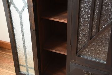 アンティーク家具　大正ロマン　古い木製のモダンな高級変わり型収納棚