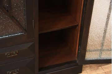 アンティーク家具　大正ロマン　古い木製のモダンな高級変わり型収納棚