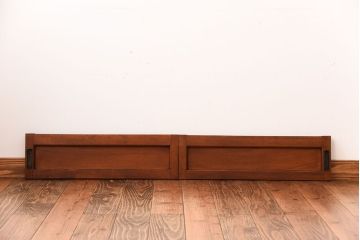 古民具・骨董　鏡板欅材のアンティーク引き戸2枚セット(1)