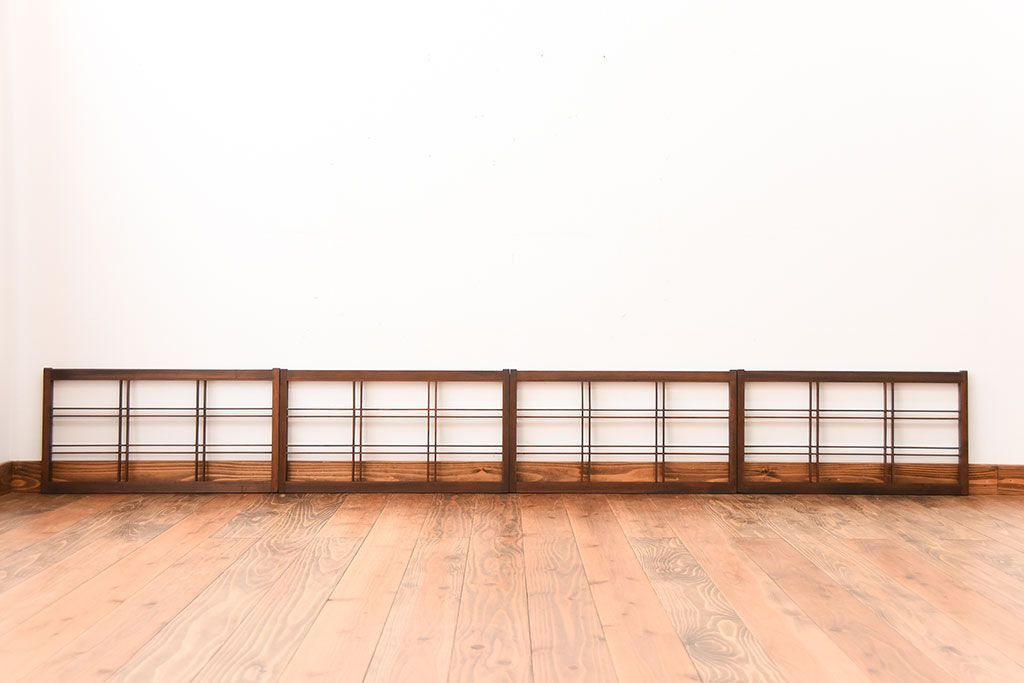 古民具・骨董　古い木のアンティーク格子戸4枚セット