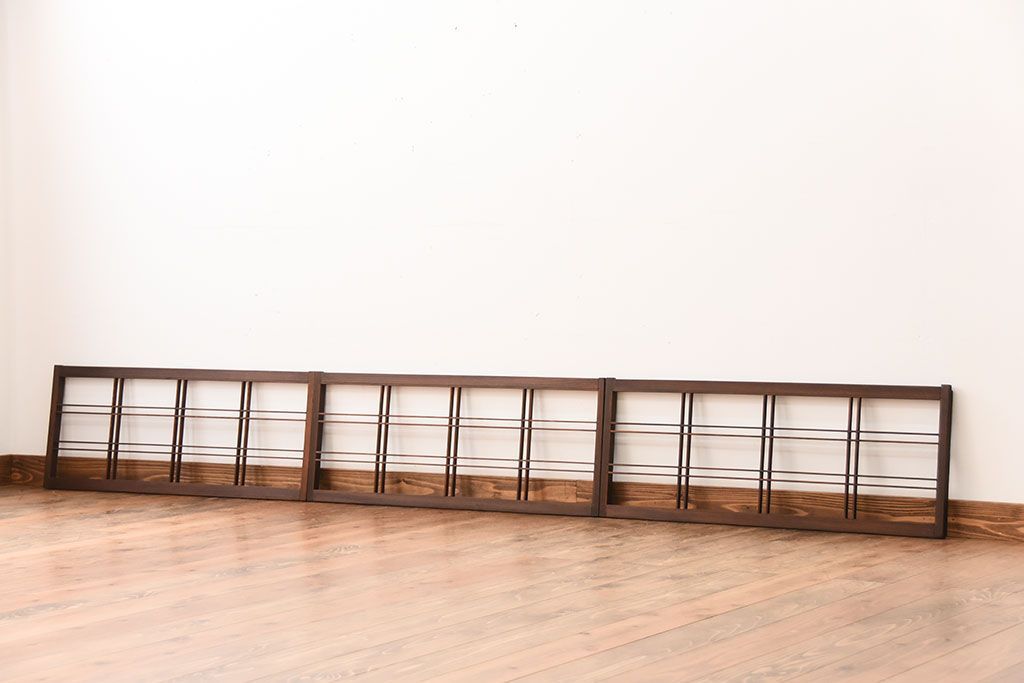 古民具・骨董　古い木のアンティーク格子戸3枚セット