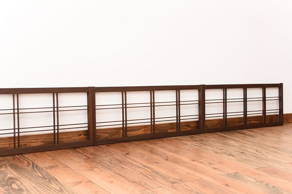 古民具・骨董　古い木のアンティーク格子戸3枚セット