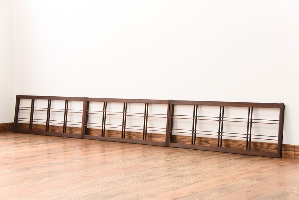 古民具・骨董　古い木のアンティーク格子戸3枚セット