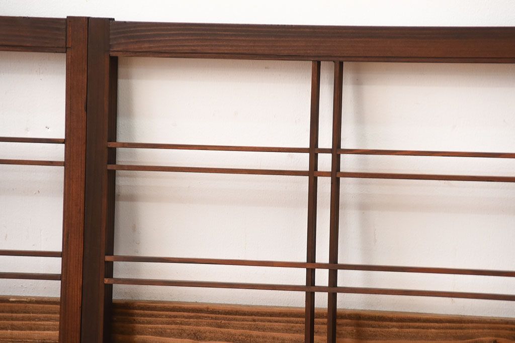 古民具・骨董　古い木のアンティーク格子戸3枚セット