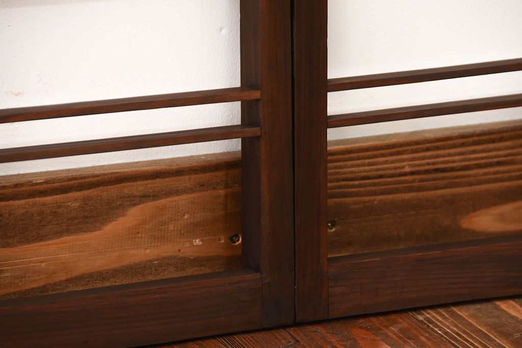 古民具・骨董　古い木のアンティーク格子戸3枚セット