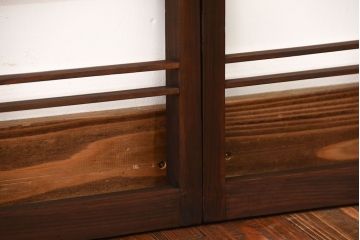 古民具・骨董　古い木のアンティーク格子戸3枚セット