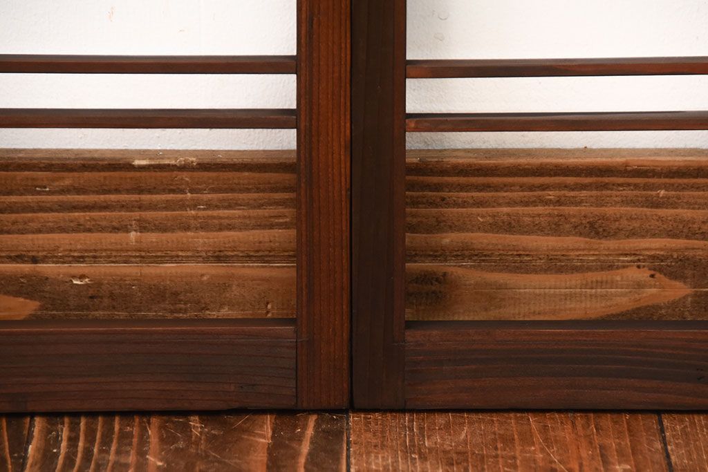 古民具・骨董　古い木のアンティーク格子戸3枚セット