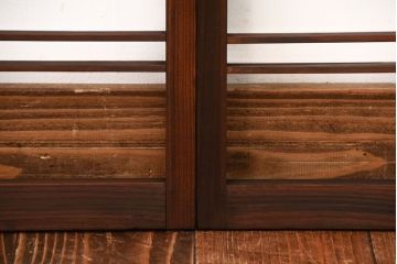 古民具・骨董　古い木のアンティーク格子戸3枚セット